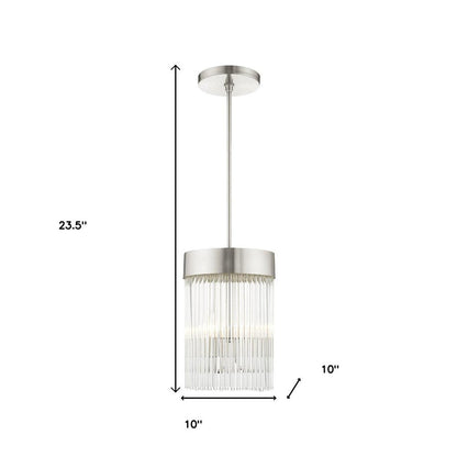 Nickel Three Light Metal Dimmable Chandelier With Shades HomeRoots