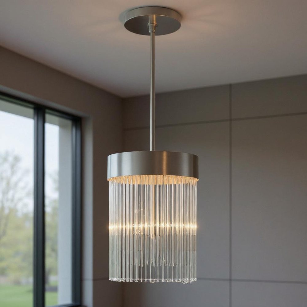 Nickel Three Light Metal Dimmable Chandelier With Shades HomeRoots