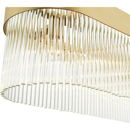 Gold Six Light Metal Dimmable Chandelier With Shades HomeRoots