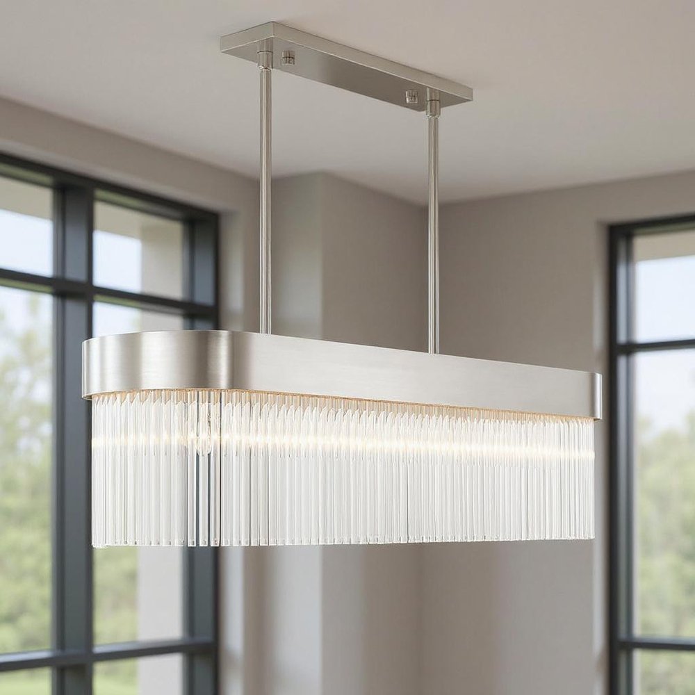Nickel Six Light Metal Dimmable Chandelier With Shades HomeRoots