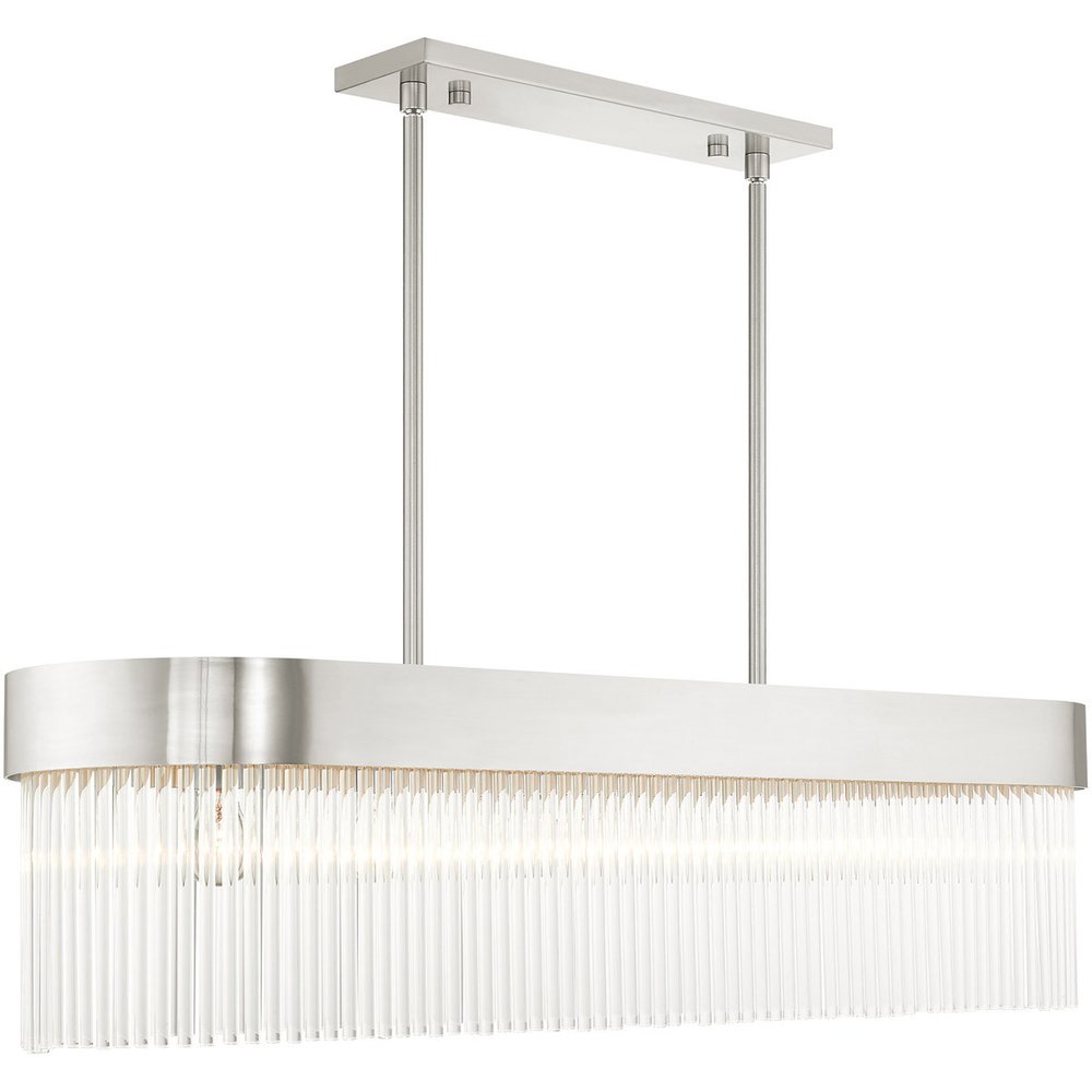 Nickel Six Light Metal Dimmable Chandelier With Shades HomeRoots