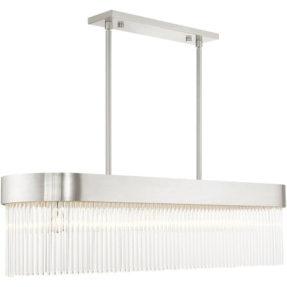 Nickel Six Light Metal Dimmable Chandelier With Shades HomeRoots