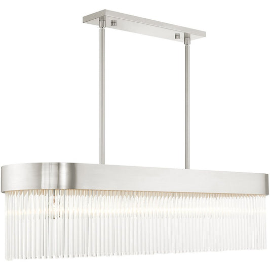 Nickel Six Light Metal Dimmable Chandelier With Shades HomeRoots