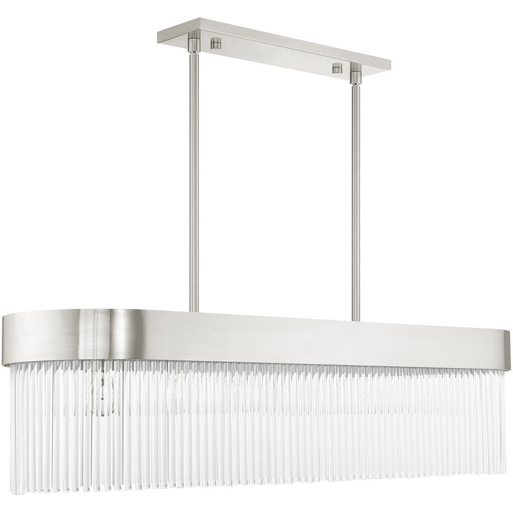 Nickel Six Light Metal Dimmable Chandelier With Shades HomeRoots