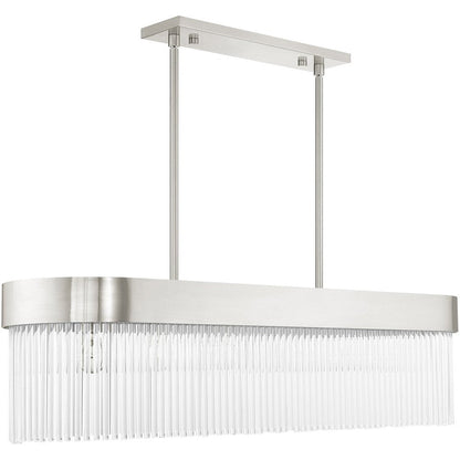Nickel Six Light Metal Dimmable Chandelier With Shades HomeRoots