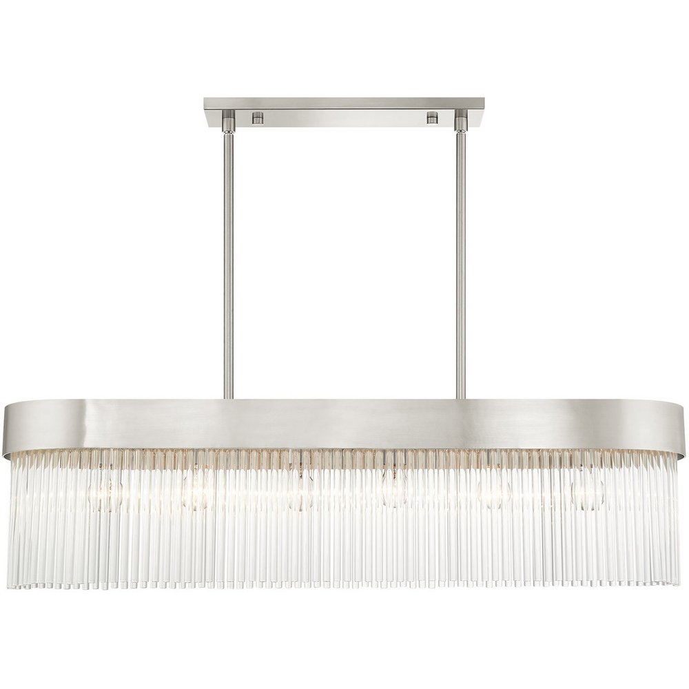 Nickel Six Light Metal Dimmable Chandelier With Shades HomeRoots