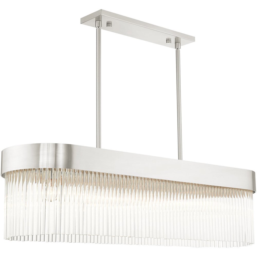 Nickel Six Light Metal Dimmable Chandelier With Shades HomeRoots