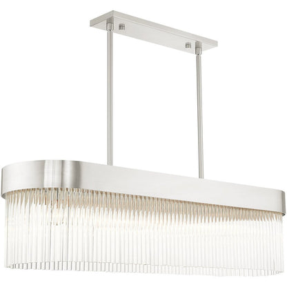 Nickel Six Light Metal Dimmable Chandelier With Shades HomeRoots