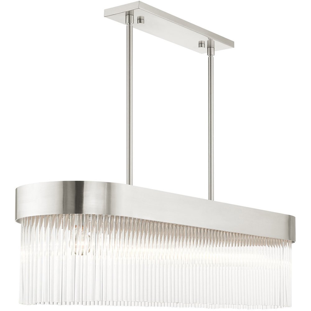 Nickel Six Light Metal Dimmable Chandelier With Shades HomeRoots