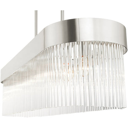 Nickel Six Light Metal Dimmable Chandelier With Shades HomeRoots