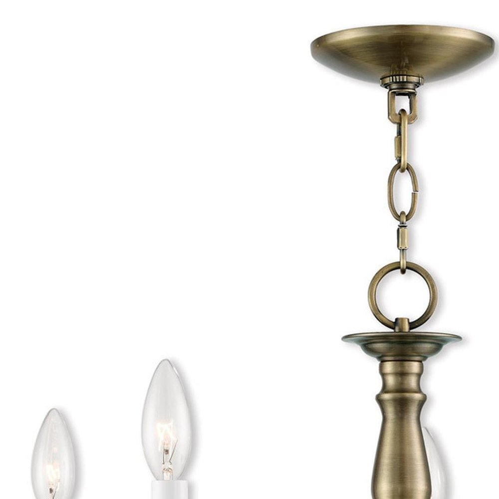Antiqued Brass Five Light Metal Dimmable Chandelier With Shades HomeRoots