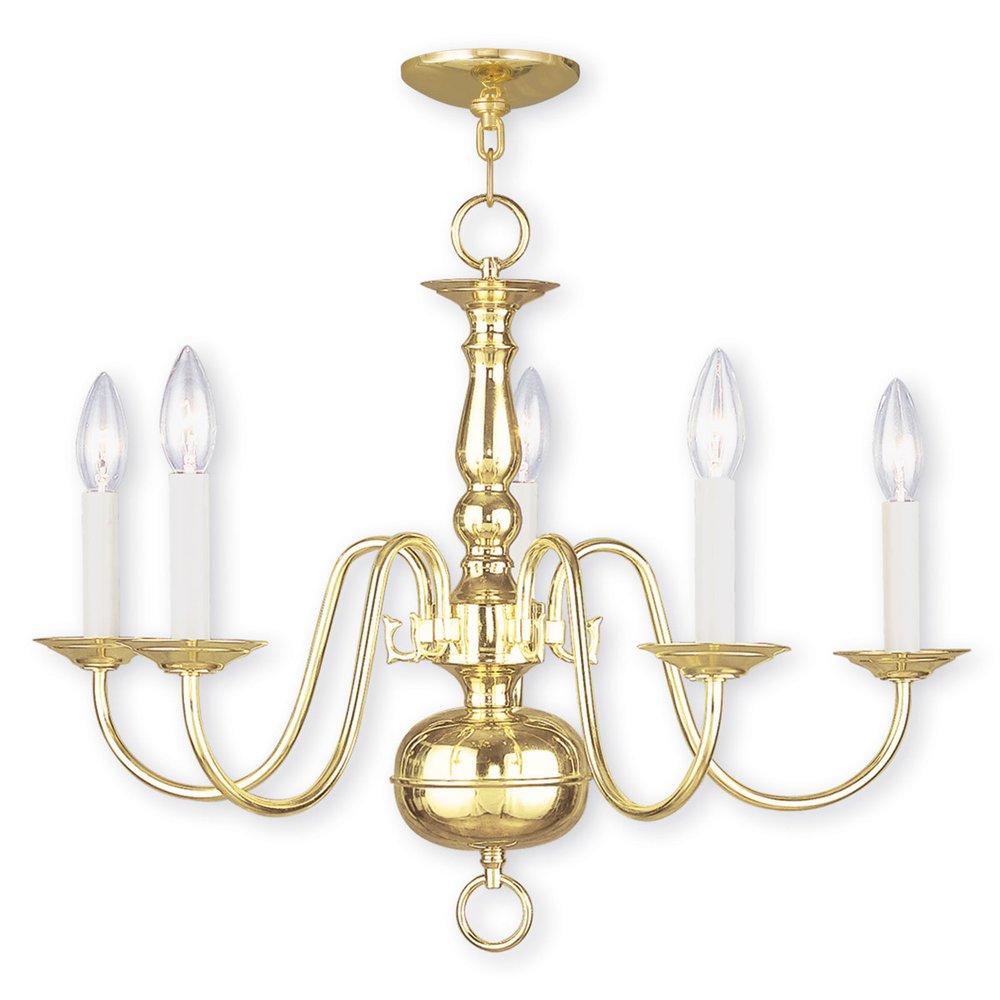 Brass Five Light Metal Dimmable Chandelier With Shades HomeRoots