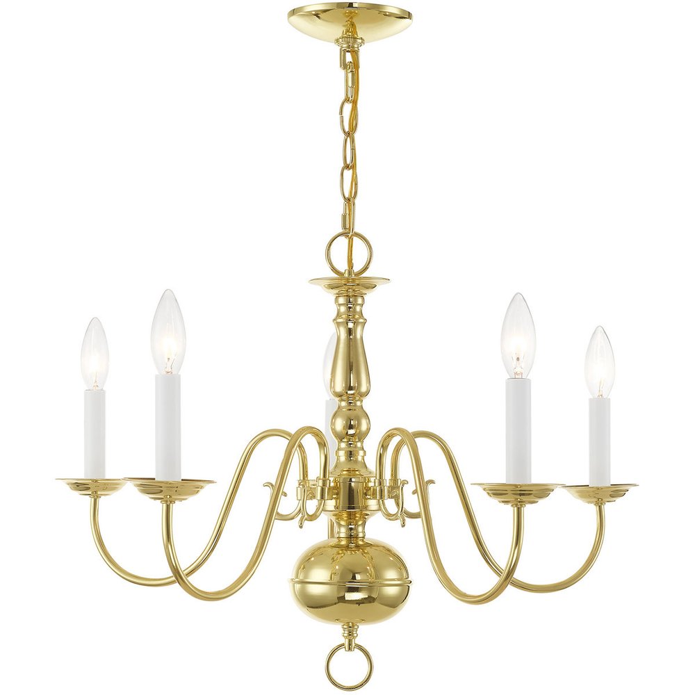 Brass Five Light Metal Dimmable Chandelier With Shades HomeRoots