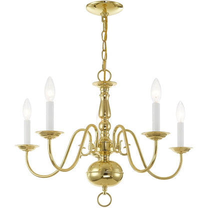 Brass Five Light Metal Dimmable Chandelier With Shades HomeRoots