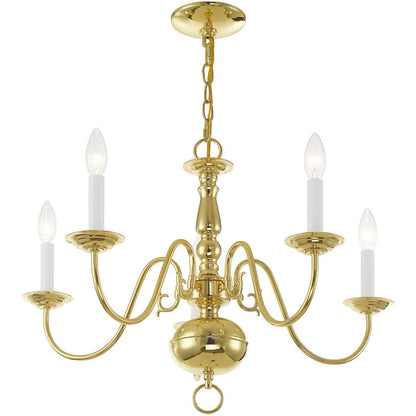 Brass Five Light Metal Dimmable Chandelier With Shades HomeRoots