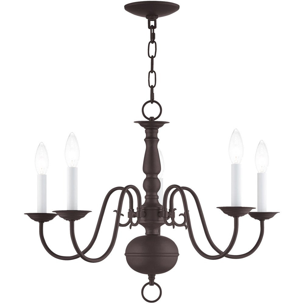 Bronze Five Light Metal Dimmable Chandelier With Shades HomeRoots