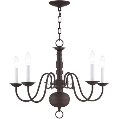 Bronze Five Light Metal Dimmable Chandelier With Shades HomeRoots