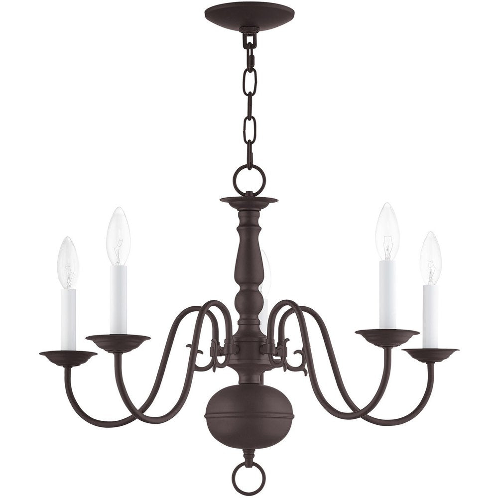 Bronze Five Light Metal Dimmable Chandelier With Shades HomeRoots
