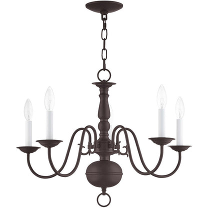 Bronze Five Light Metal Dimmable Chandelier With Shades HomeRoots