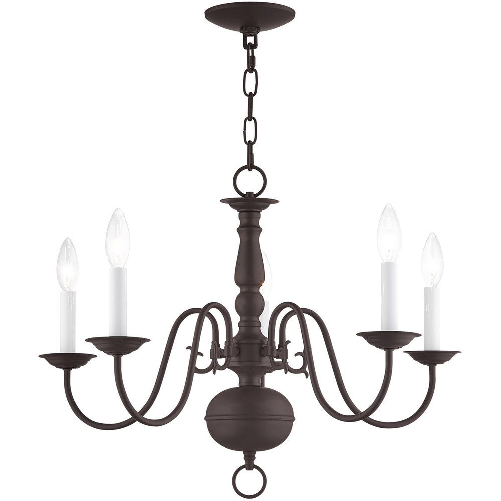 Bronze Five Light Metal Dimmable Chandelier With Shades HomeRoots