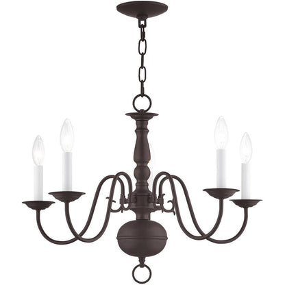 Bronze Five Light Metal Dimmable Chandelier With Shades HomeRoots