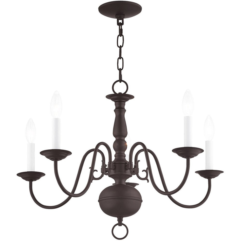 Bronze Five Light Metal Dimmable Chandelier With Shades HomeRoots