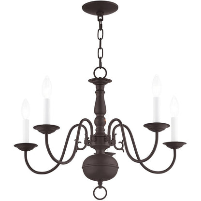 Bronze Five Light Metal Dimmable Chandelier With Shades HomeRoots