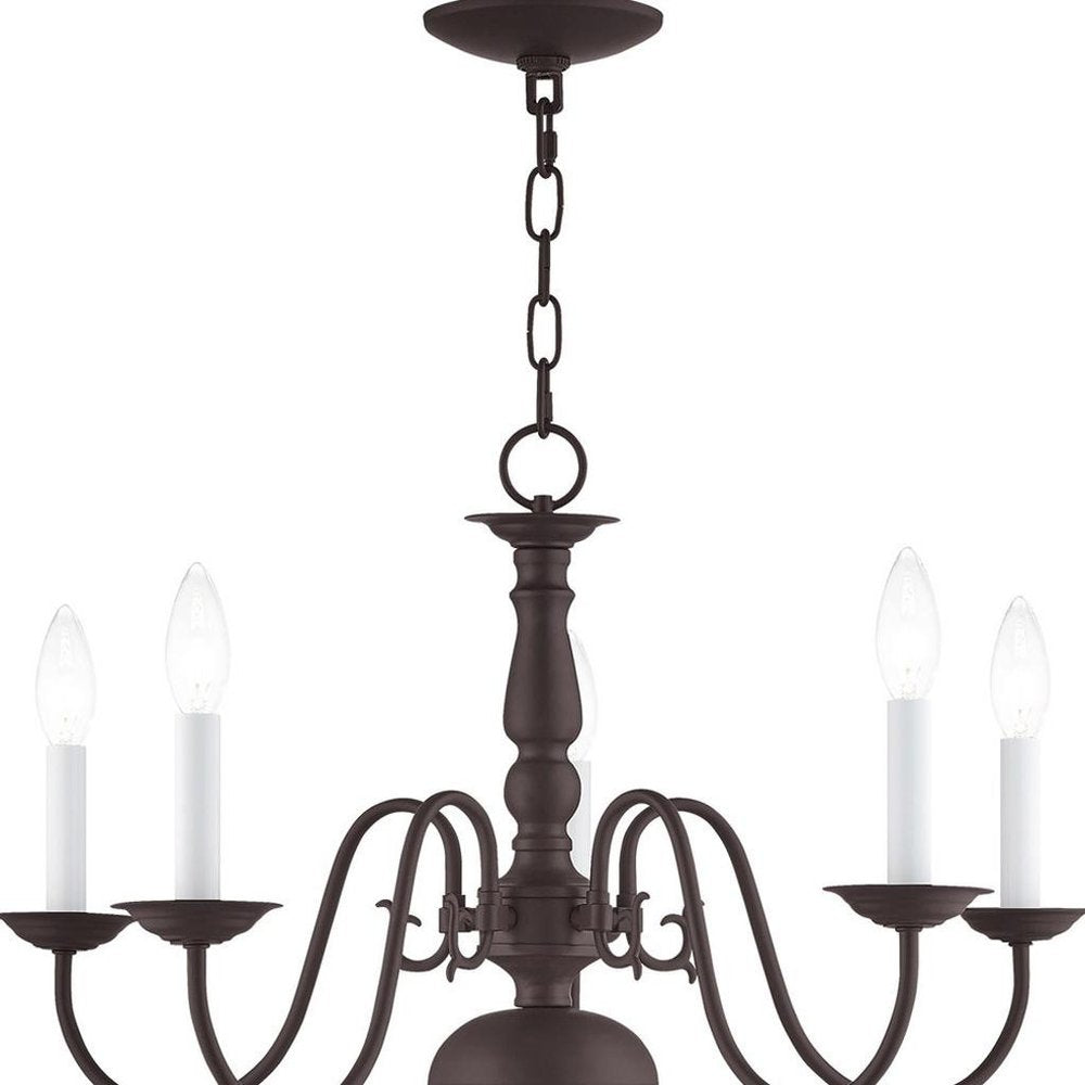 Bronze Five Light Metal Dimmable Chandelier With Shades HomeRoots