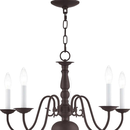 Bronze Five Light Metal Dimmable Chandelier With Shades HomeRoots