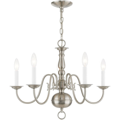 Nickel Five Light Metal Dimmable Chandelier With Shades HomeRoots