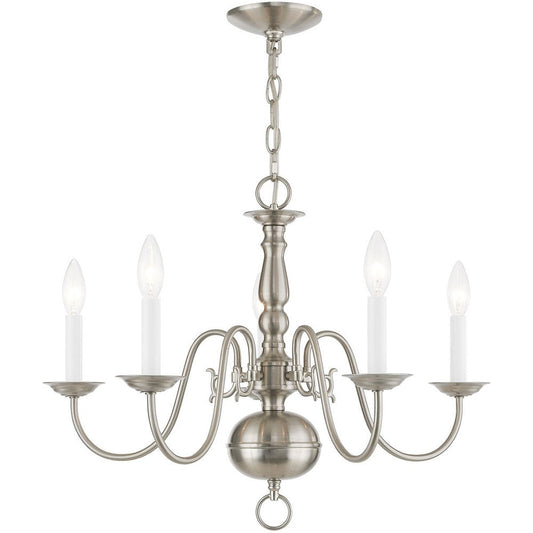 Nickel Five Light Metal Dimmable Chandelier With Shades HomeRoots