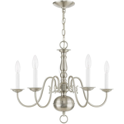 Nickel Five Light Metal Dimmable Chandelier With Shades HomeRoots