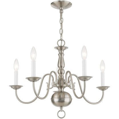 Nickel Five Light Metal Dimmable Chandelier With Shades HomeRoots
