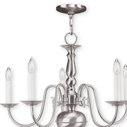 Nickel Five Light Metal Dimmable Chandelier With Shades HomeRoots