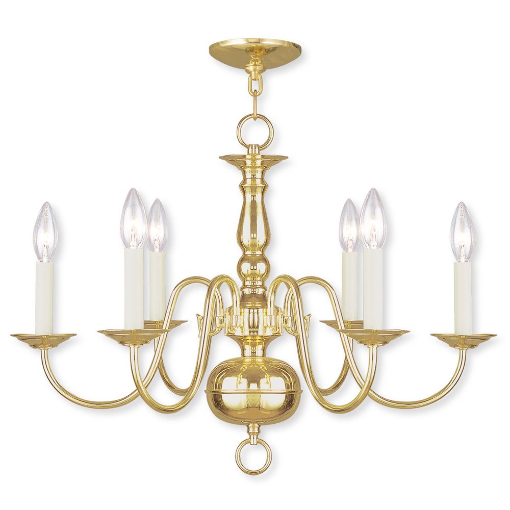 Brass Six Light Metal Dimmable Chandelier With Shades HomeRoots