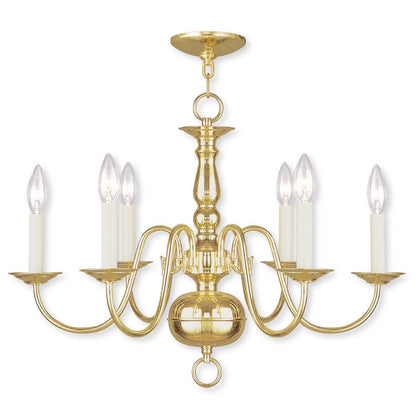 Brass Six Light Metal Dimmable Chandelier With Shades HomeRoots