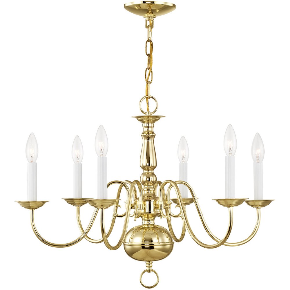 Brass Six Light Metal Dimmable Chandelier With Shades HomeRoots
