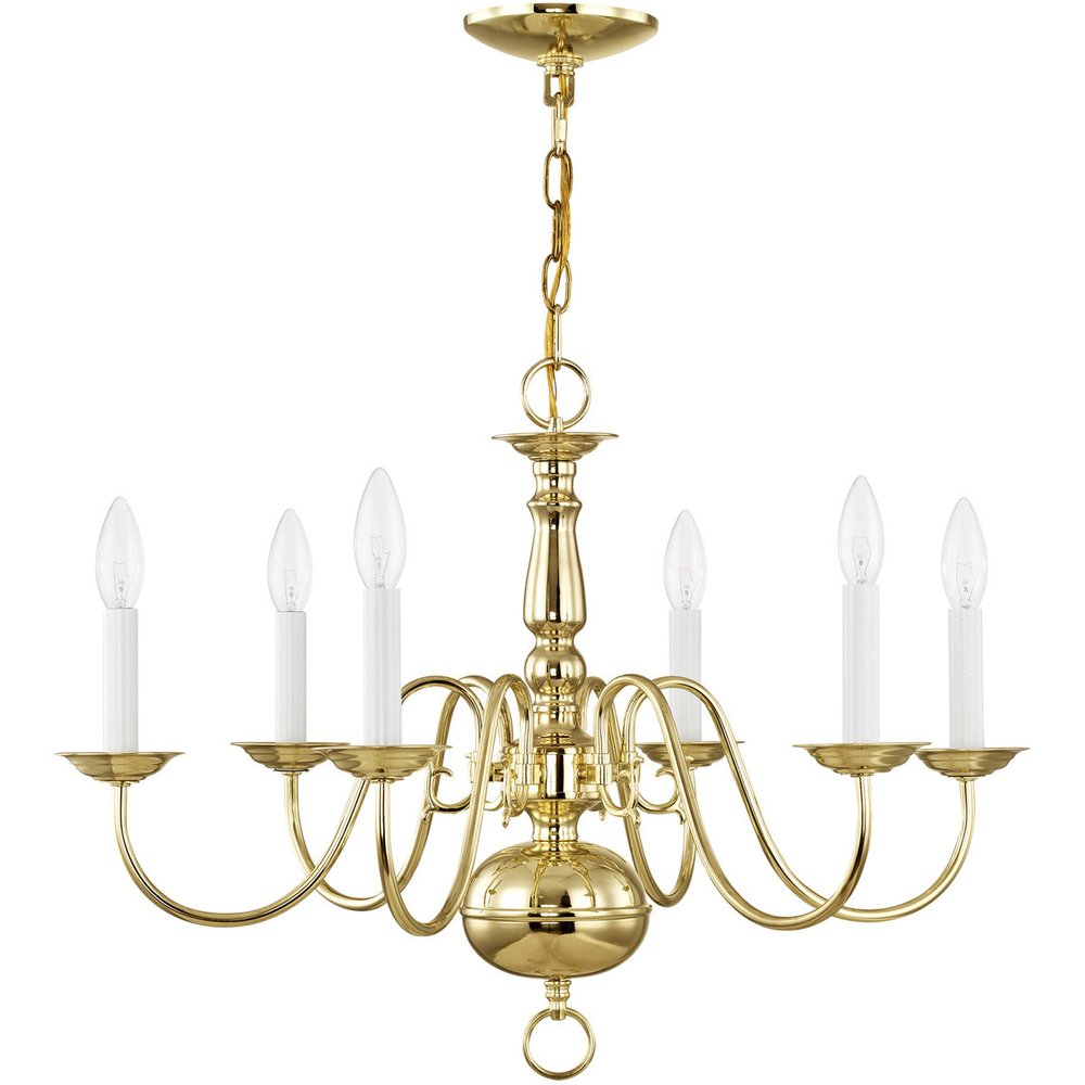 Brass Six Light Metal Dimmable Chandelier With Shades HomeRoots