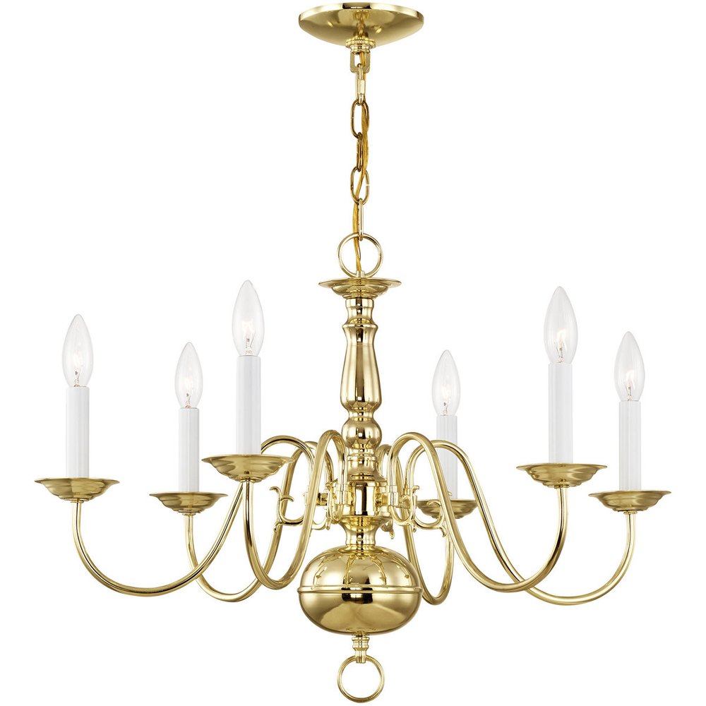 Brass Six Light Metal Dimmable Chandelier With Shades HomeRoots