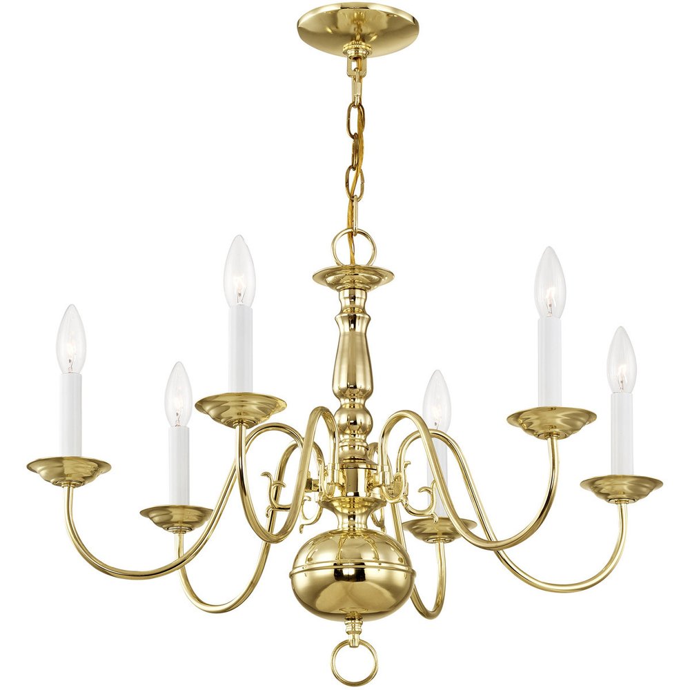 Brass Six Light Metal Dimmable Chandelier With Shades HomeRoots