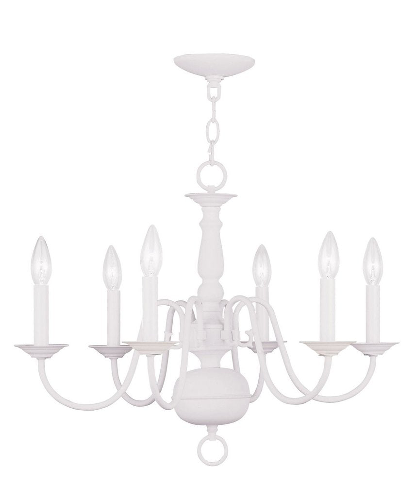 White Six Light Metal Dimmable Chandelier With Shades HomeRoots