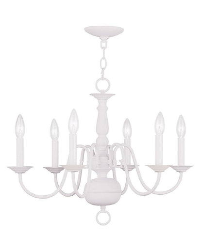 White Six Light Metal Dimmable Chandelier With Shades HomeRoots