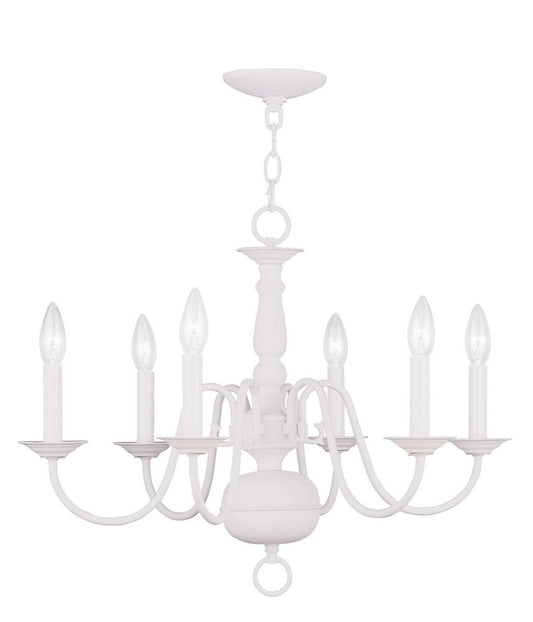 White Six Light Metal Dimmable Chandelier With Shades HomeRoots