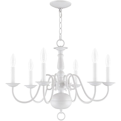 White Six Light Metal Dimmable Chandelier With Shades HomeRoots