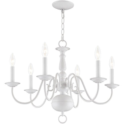 White Six Light Metal Dimmable Chandelier With Shades HomeRoots
