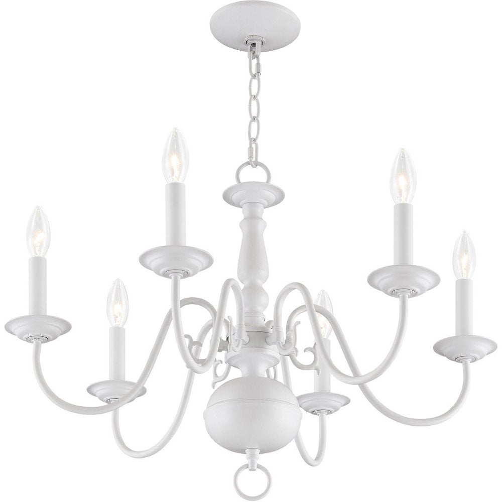 White Six Light Metal Dimmable Chandelier With Shades HomeRoots
