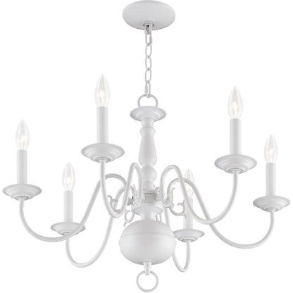 White Six Light Metal Dimmable Chandelier With Shades HomeRoots