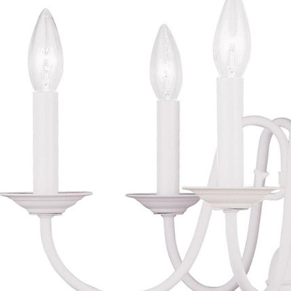 White Six Light Metal Dimmable Chandelier With Shades HomeRoots
