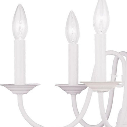 White Six Light Metal Dimmable Chandelier With Shades HomeRoots