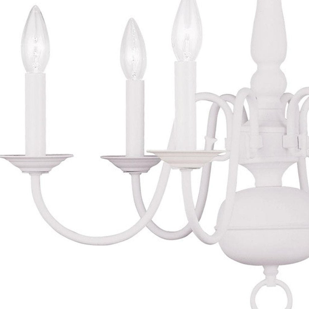 White Six Light Metal Dimmable Chandelier With Shades HomeRoots